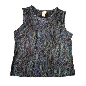 Stephanie Parks Sleeveless Abstract Print Tank Top Women Blue Purple Green Small